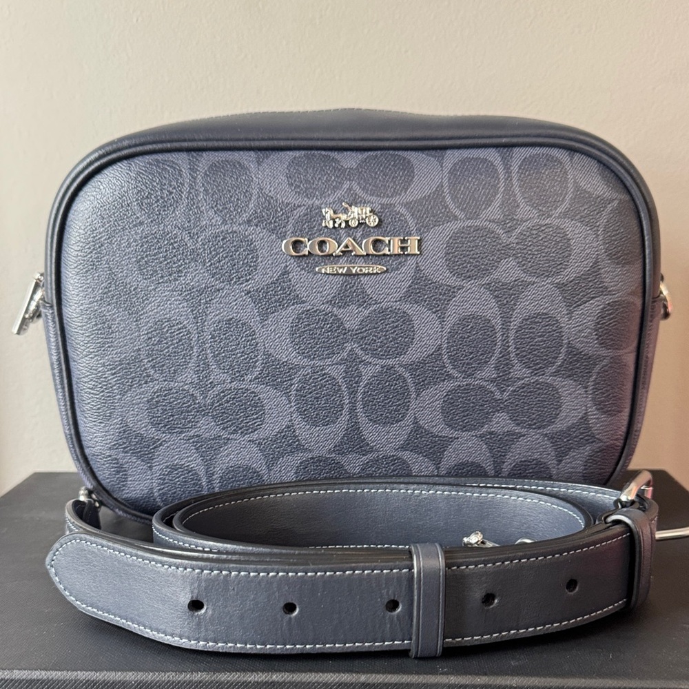 Coach Navy Signature Crossbody Bag Like new!